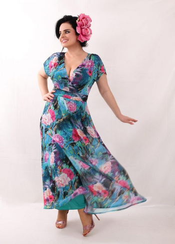 Turkusowa sukienka z siateczki LUIZJANA