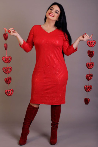 PROMOCJA Sukienka dzianinowa w księżyce, czerwona