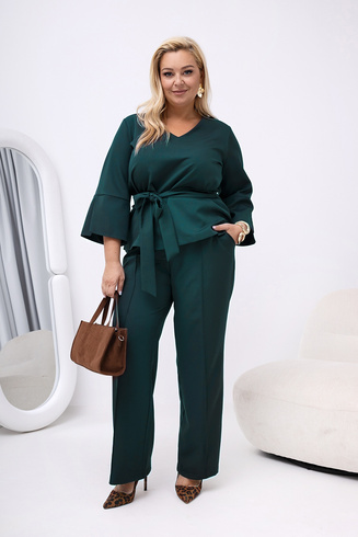 Komplet LUXARIA w kolorze butelkowej zieleni – elegancja w dużym rozmiarze